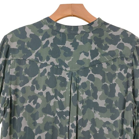 Anthropologie Cloth & Stone Nina Camo Dress Small Green Button Up Long Sleeve - Picture 7 of 12